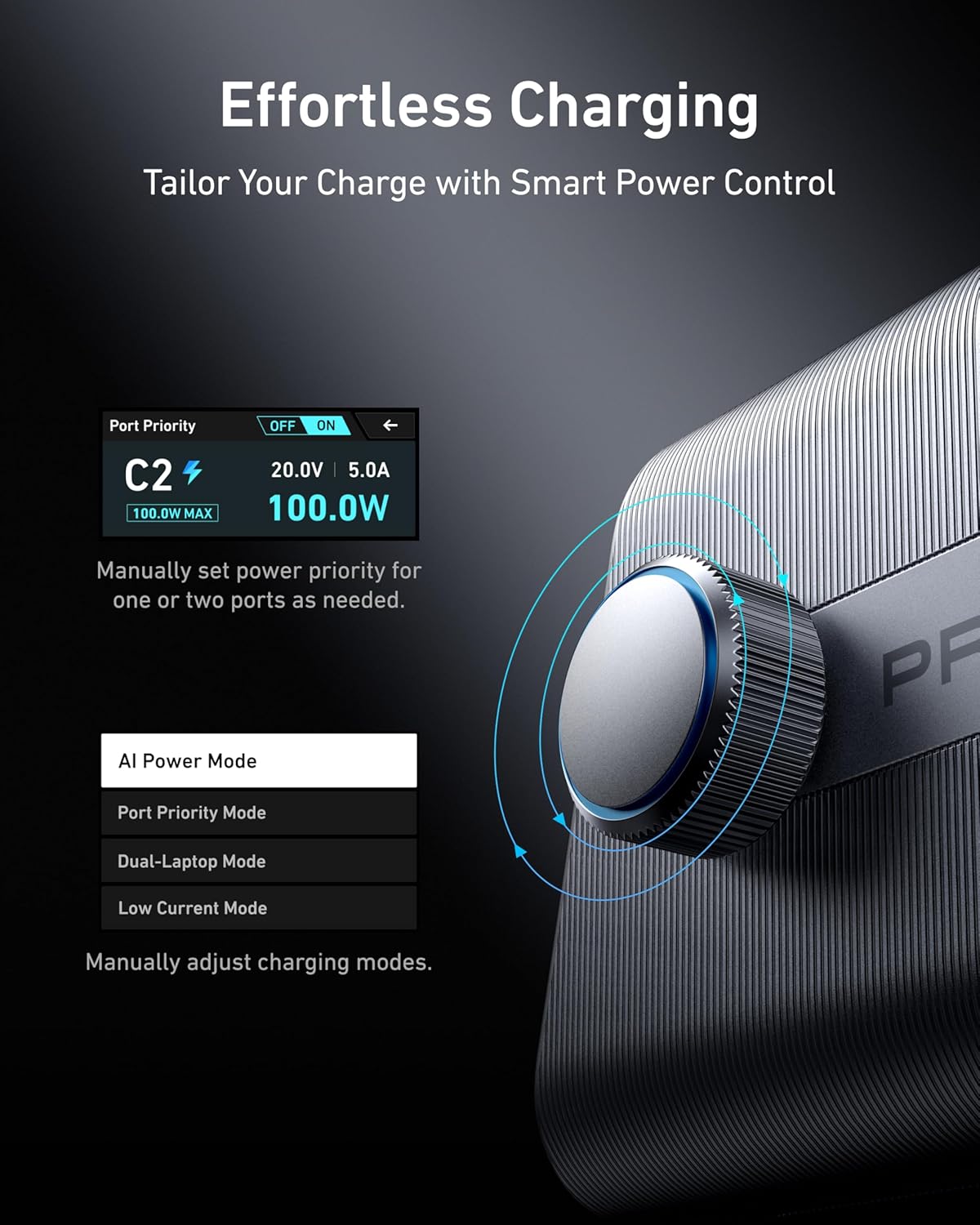 Anker Prime 250W USB C Charger, Ultra-Fast 6-Port GaN Charging Station, 2.26″ LCD Display and Smart Control Dial Black