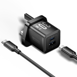 Vention Charger Wall GaN 30W 1xA 1xC+USBC Cable Black TZ-FEQB0-UK-01