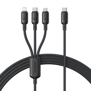 Baseus Cable 3in1 USB-C/Micro/Light to USB-C Silky One-for-Three 100W 1.5m Black