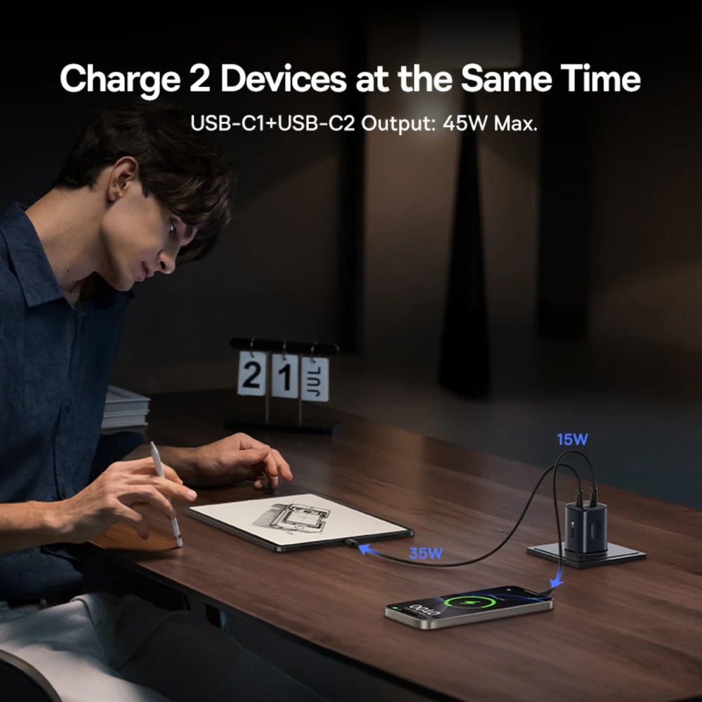 Baseus Charger Wall 45W 2x TYPE C PicoGo AN13 EU Cosmic Black - Image 5