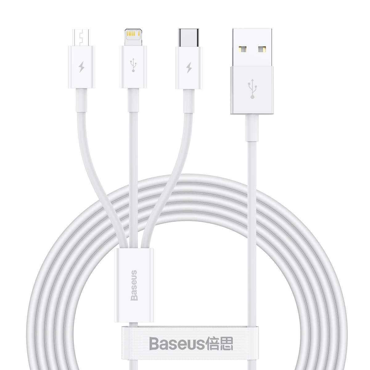Baseus Cable Superior Series 3-in-1 1.5m White