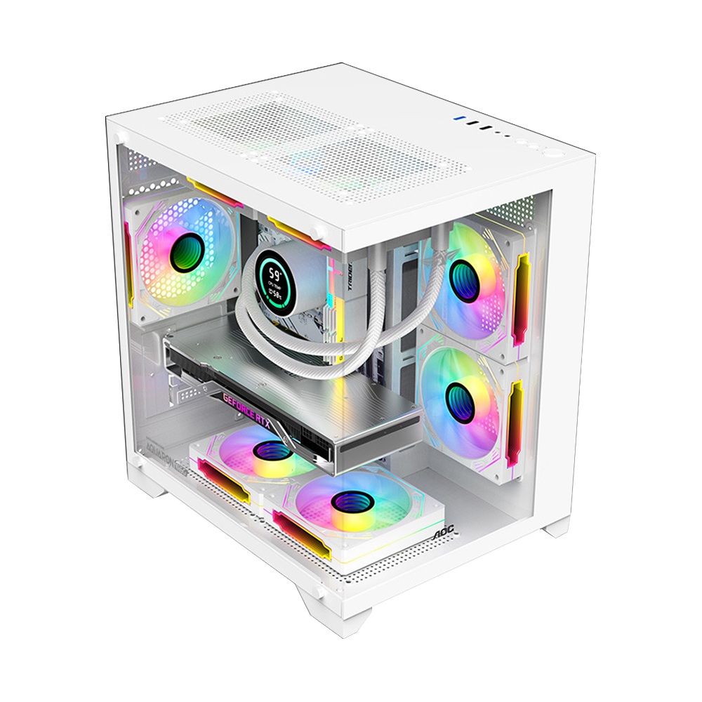 Armaggeddon Gaming Case M-ATX AQUARON WiBO White (Full Glass & Hidden PSU)