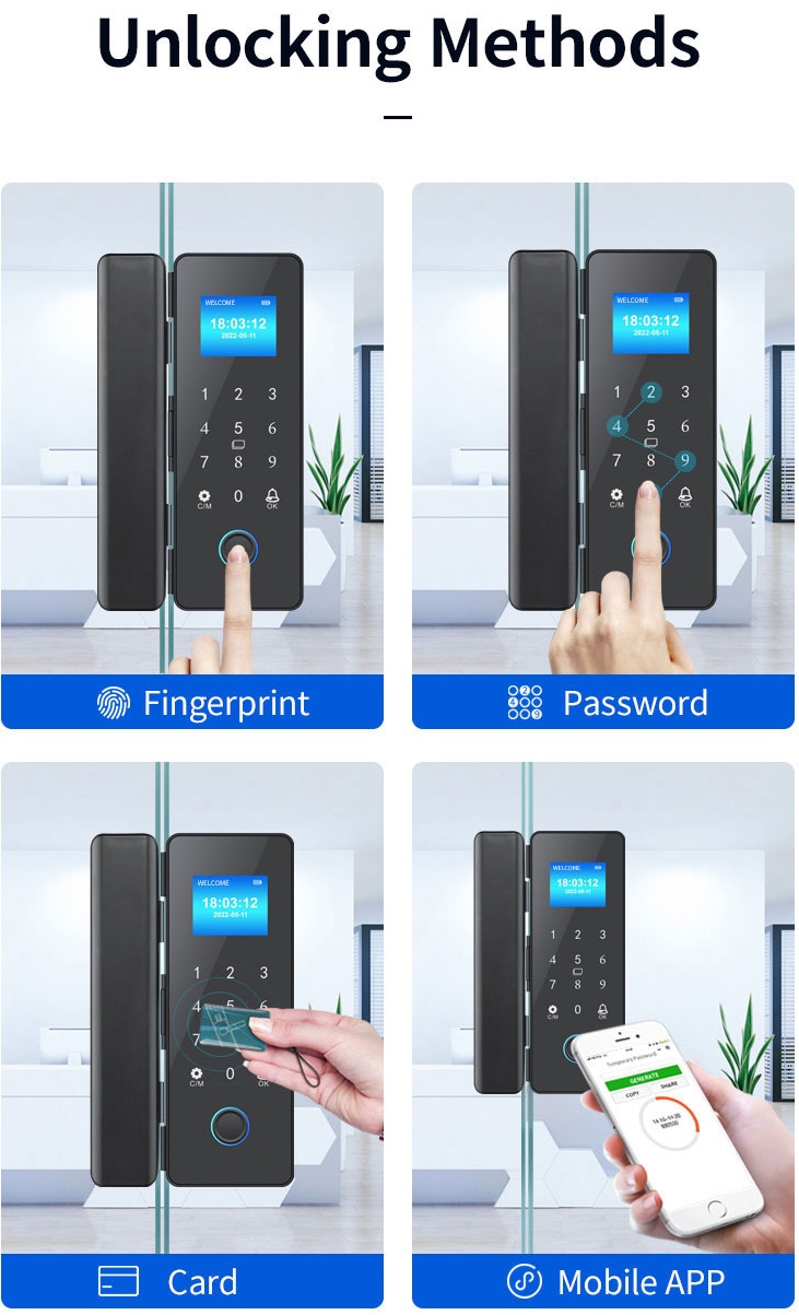 Zudsec Standalone Door Lock Metal For Glass Doors With Fingerprint-WiFi