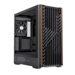 Einarex PC Case ATX P800 Core Black , Wood Front Panel, Tempered Glass Side Panel , 1 Rear Fan Pre-Installed