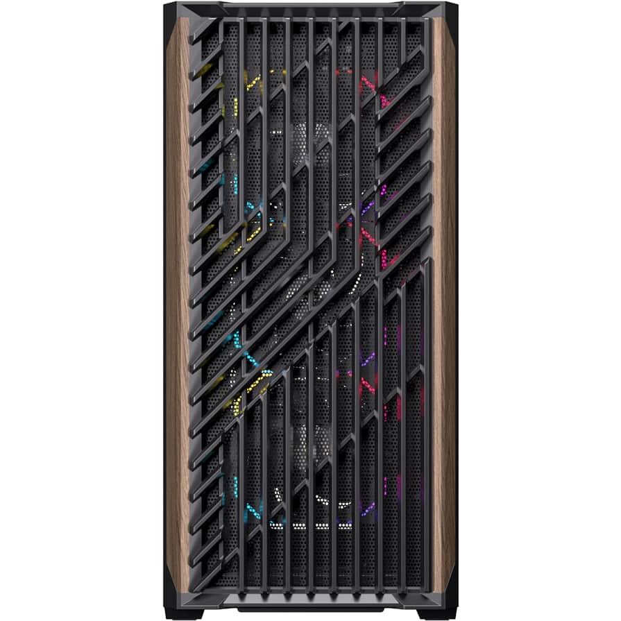 Einarex PC Case ATX P800 Core Black , Wood Front Panel, Tempered Glass Side Panel , 1 Rear Fan Pre-Installed