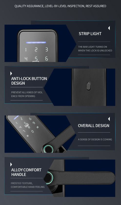 Zudsec Standalone Door Lock Metal With Fingerprint-WiFi - Image 7