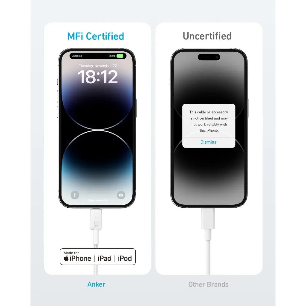 Anker Mobile Cable USB-C to MFI 1.8m 322 White