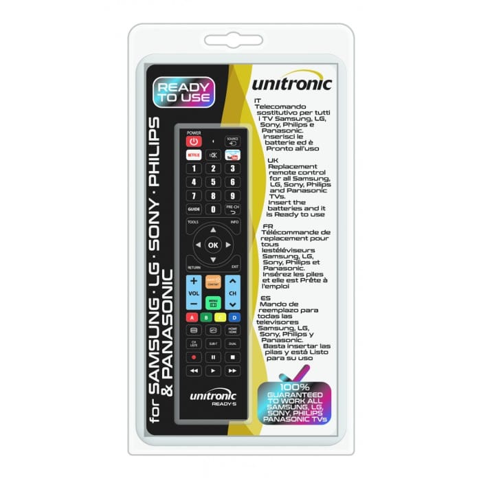 Unitronic Ready5 Multribrand TV Replacement Remote