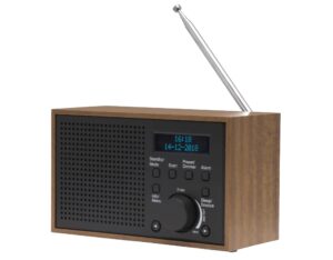 Denver DAB-46DGR FM Radio with Alarm, LCD Display & Antenna (Works with Mains Power or 4xAA Batteries)