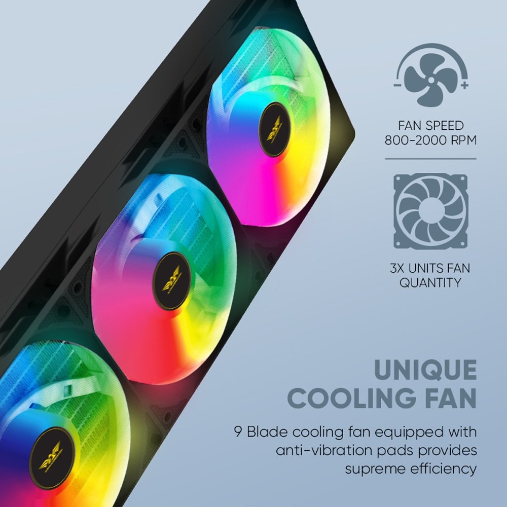 Armaggeddon Gaming Liquid Cooling CPU 3xFans & Display DEEP FREEZE ADV A360 ARGB White