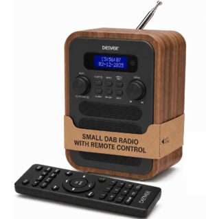 Denver DAB-48GR Grey Wooden FM Radio with Bluetooth