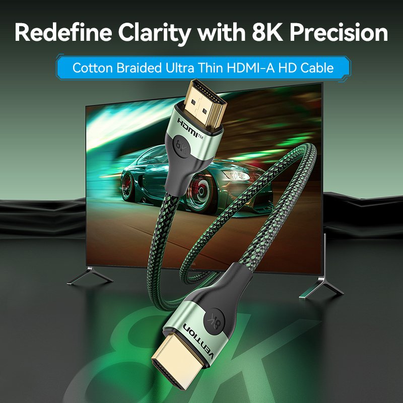 Vention HDMI Cable 2.1 8K60Hz Braided Ultra Thin 3.0m ALOGI