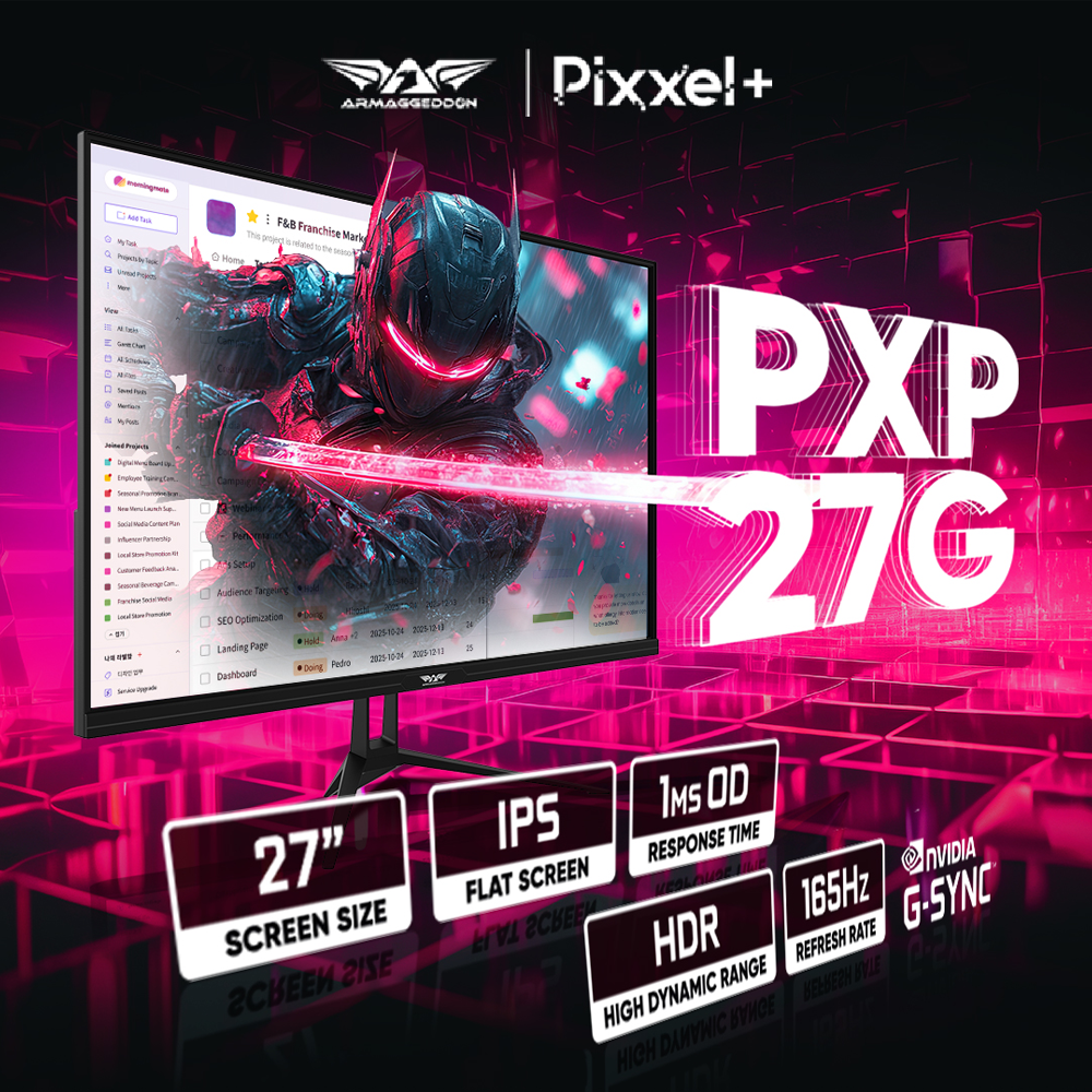 Armaggeddon Gaming Monitor 27” Slim Frame FHD IPS 165Hz 1ms PXP27G Black