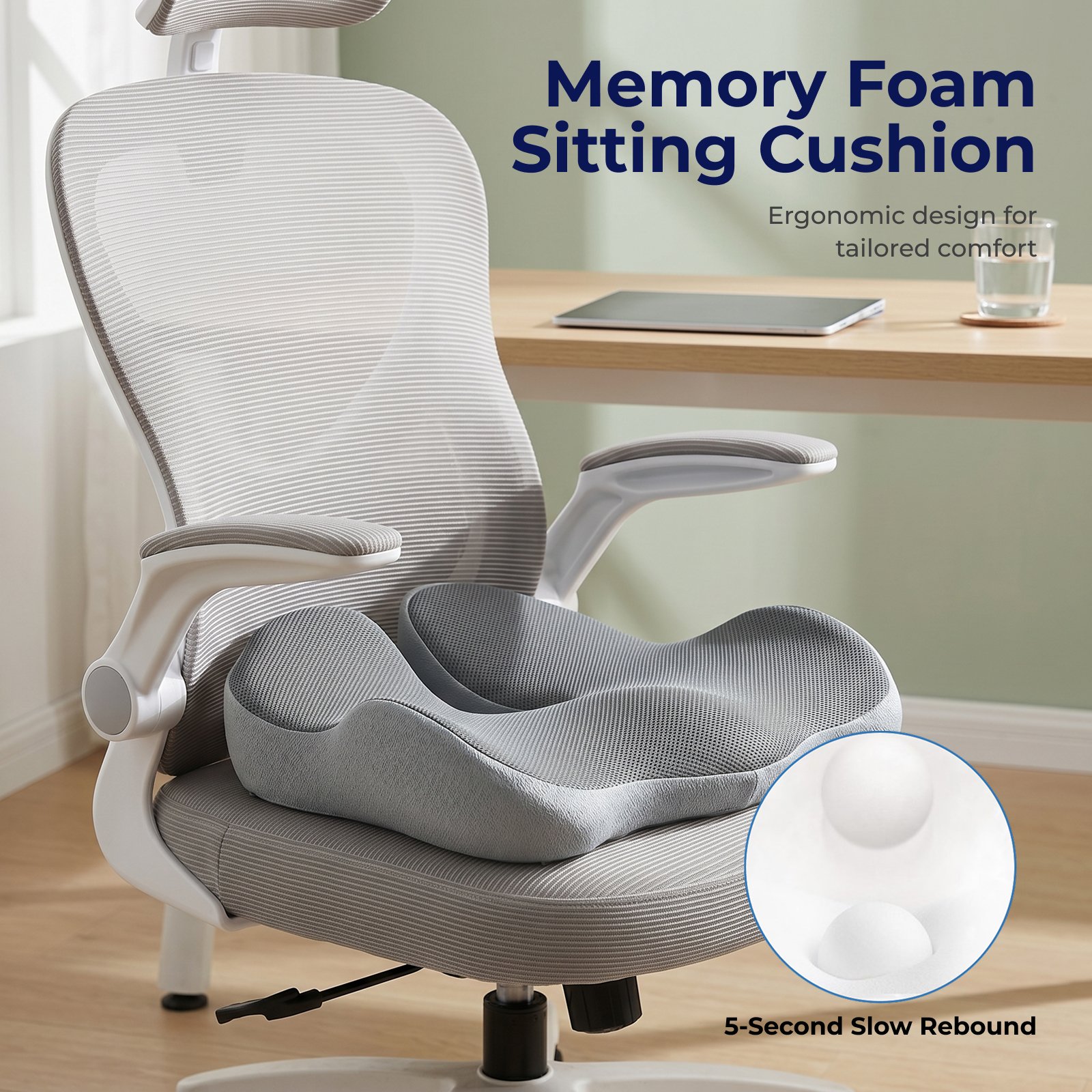 Lumivida Ergonomic Seat Cushion with Memory Foam, Hollow Area & Anti-Slip Bottom RLC06-19