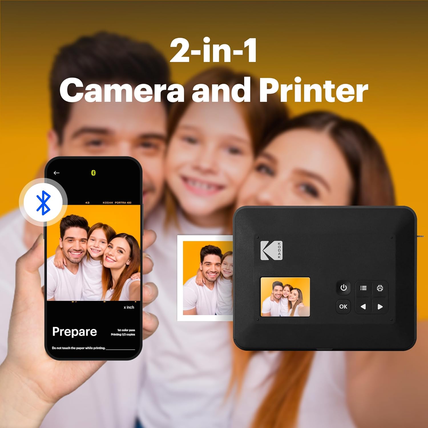 Kodak Instant Camera & Printer RETRO Mini Shot 3 Yellow 3×3 (8 sheets)