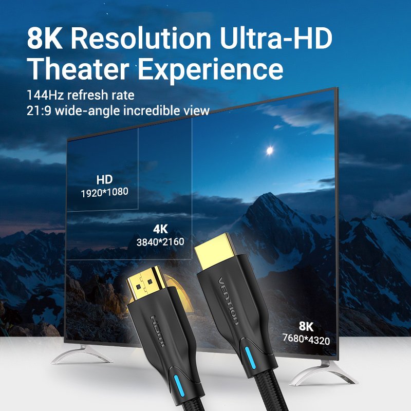 Vention HDMI Cable 2.1 8K Braided 1.5m AAUBG