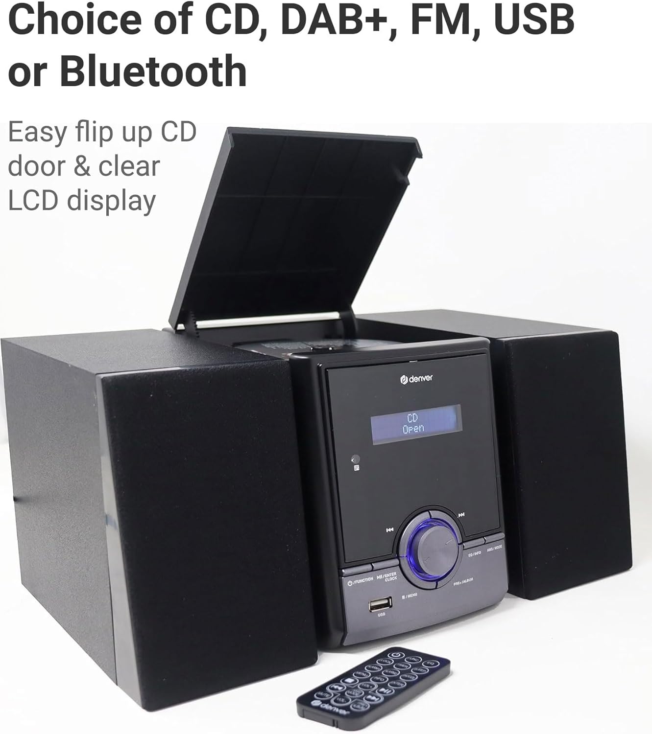 Denver MDA-285 Mini HiFi Music System with CD, Bluetooth, USB & FM Radio