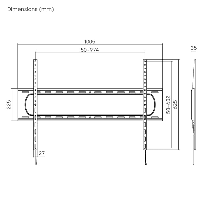 Brateck Fixed Heavy Duty TV Mount Max Vesa 900×600 Max Weight 120kg LP73-69F