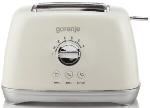 Gorenje Kitchen Toaster 1000W 2 Slots 7 Heating Levels T900RL Retro Ivory