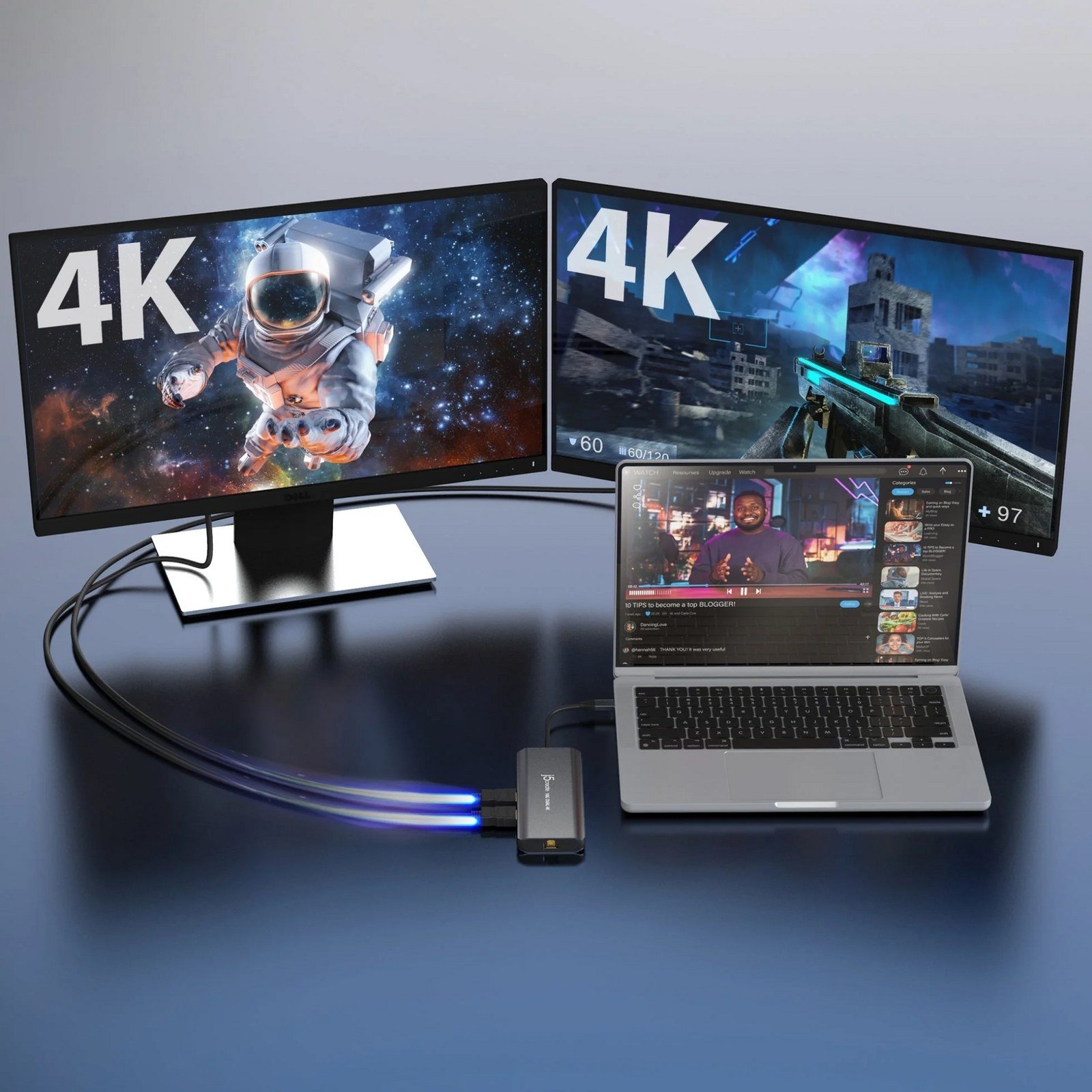 j5create Dock USB-C Dual Display 4K MST MacBookM3 HDMI/RJ45/USB/Audio/PD JCD398