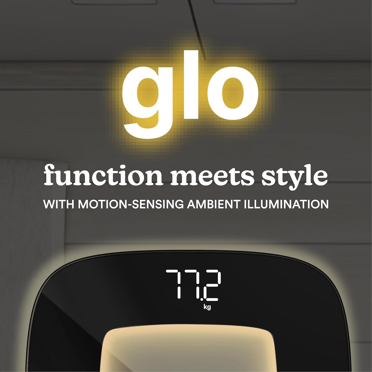 Homedics SCL-B100 Black Glo Essential Bathroom Body Scale with Elegant Design & Ambient Motion Sensor Light
