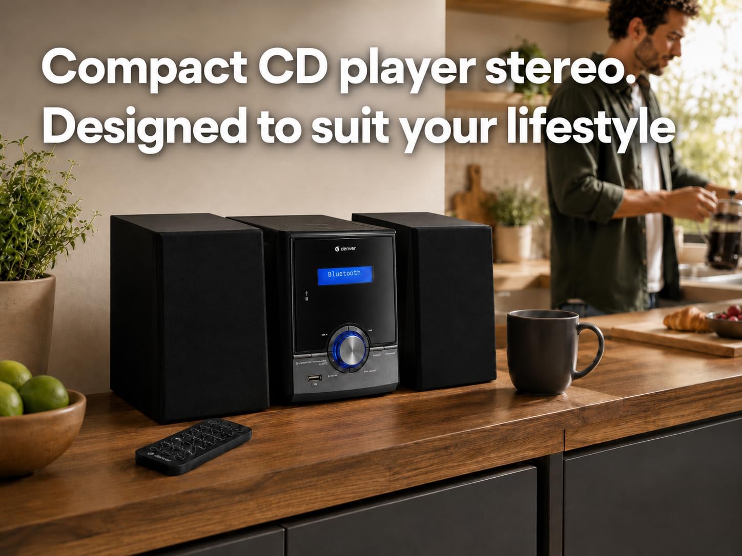 Denver MDA-285 Mini HiFi Music System with CD, Bluetooth, USB & FM Radio