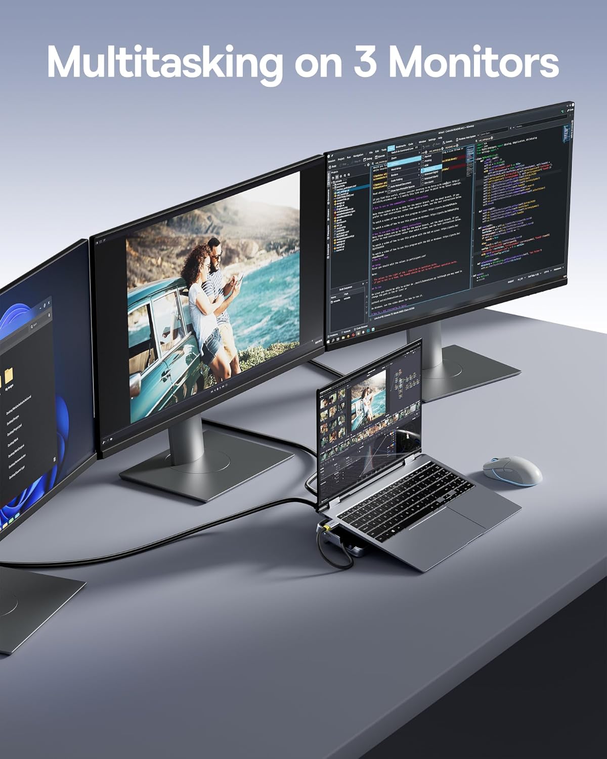 Baseus 12-in-1 Laptop Docking Station 2 x 4K HDMI & 1 x 4K DP – 2x USBC & 3x USB-A – SD Gb Lan PD100W