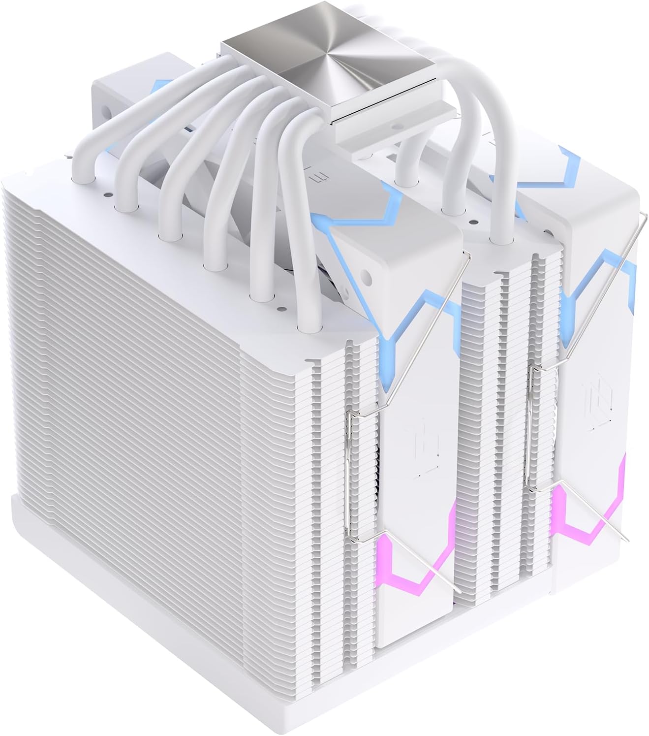 Einarex Gaming Cooling CPU, 6 Copper Heat Pipes, Dual Fans Design, Integrated Display, GLIDE G300 White