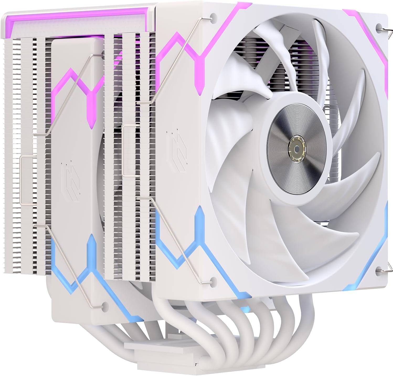Einarex Gaming Cooling CPU, 6 Copper Heat Pipes, Dual Fans Design, Integrated Display, GLIDE G300 White