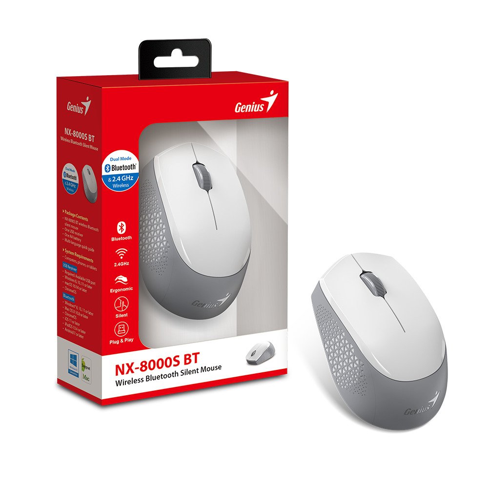 Genius Mouse Wireless+BT Silent NX-8000S BT White