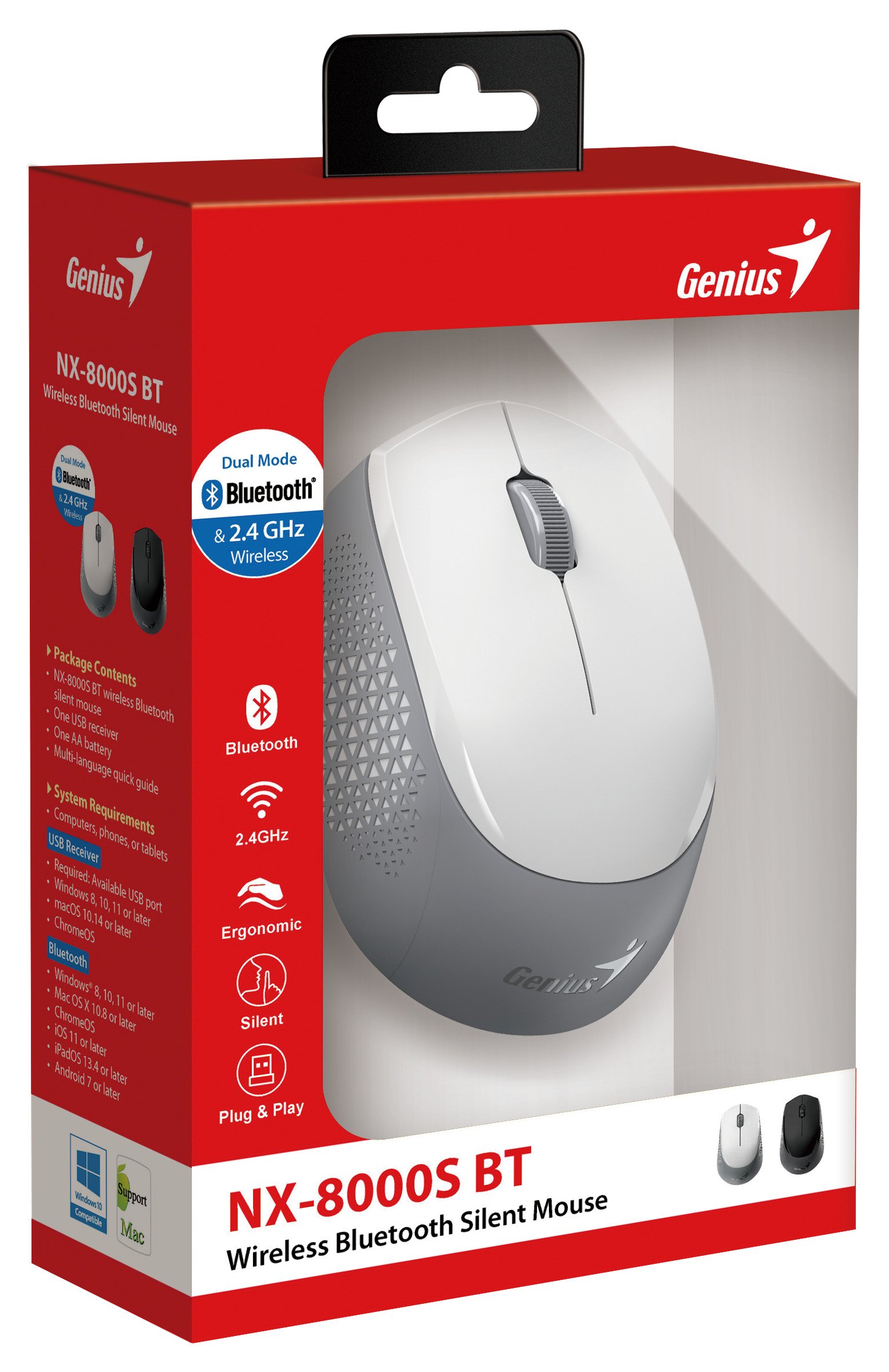 Genius Mouse Wireless+BT Silent NX-8000S BT White