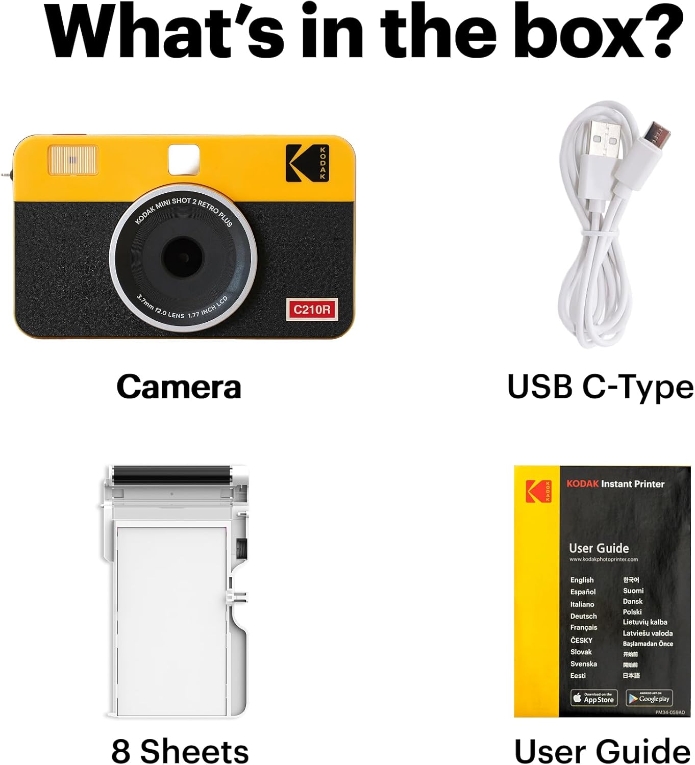 Kodak Instant Camera & Printer RETRO Mini Shot 2 Yellow (2.1×3.4)
