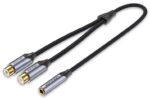 Vention 3.5mm Female to 2-RCA Female Cable Braided Aluminium 0.3m BCOHY
