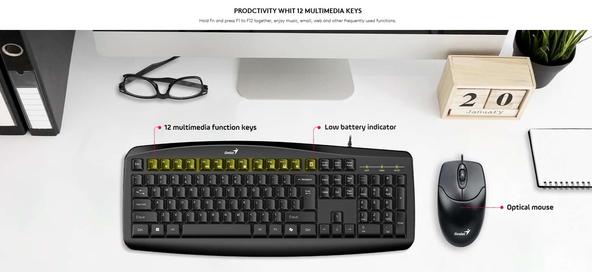 Genius Keyboard-Mouse Set Wired KM-200 English