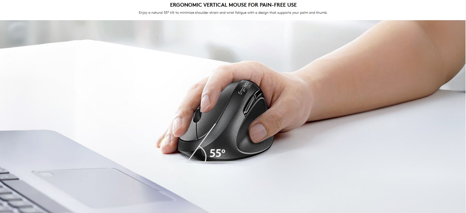 Genius Mouse Ergonomic Wireless+BT Vertical Silent AI 8350S Dark Grey