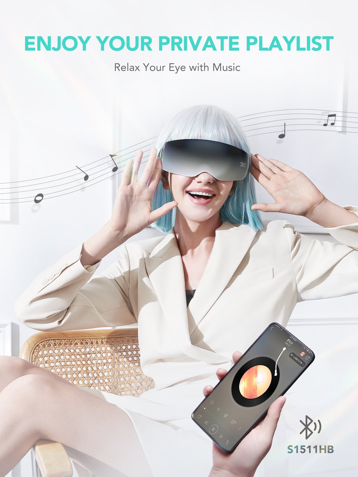 SKG Eye Massager Vibration (Incl.Temples)-Hot Compress-Music E7-EN