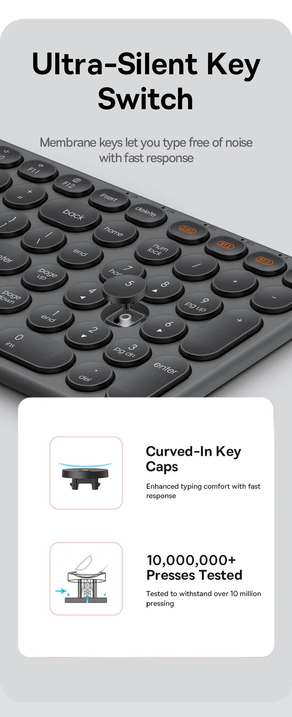 Baseus K01B Wireless Tri-Mode Keyboard Frosted Gray
