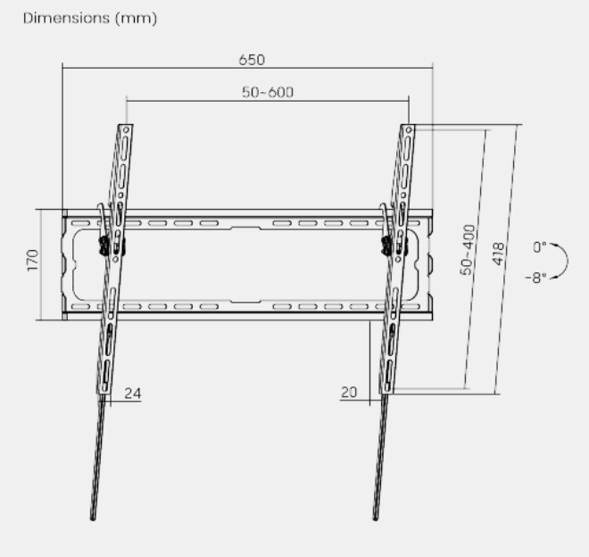 Brateck TV Mount 60×40 Tilt 45kg KL32-46T