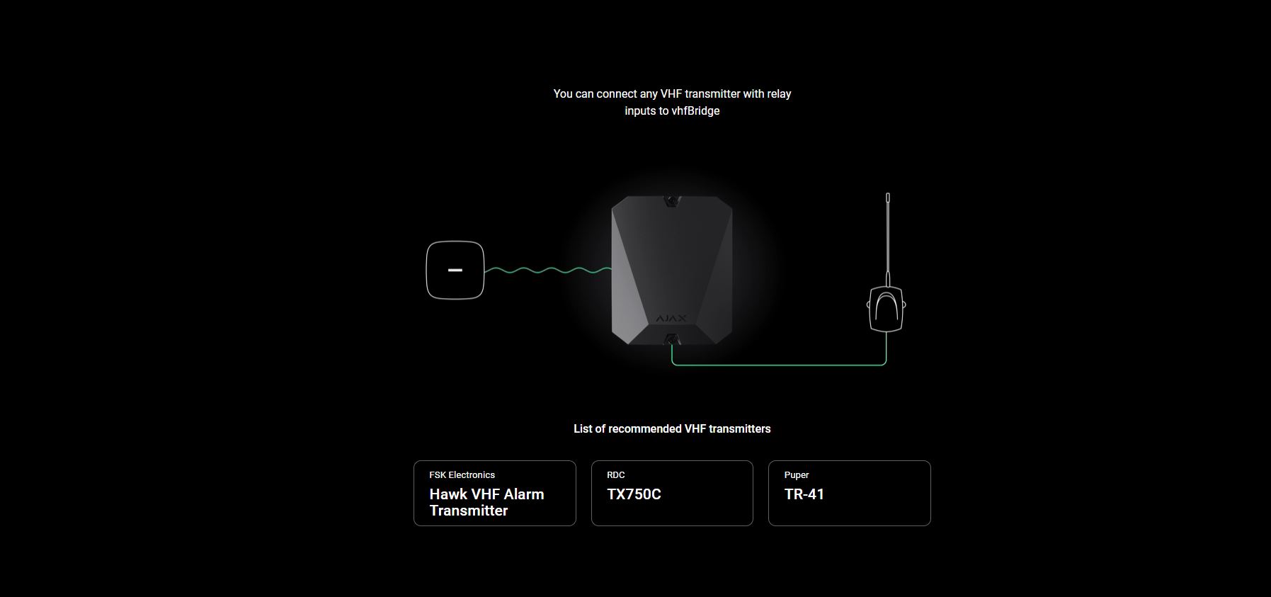 AJAX VHF MultiTransmitter Wireless Integration
