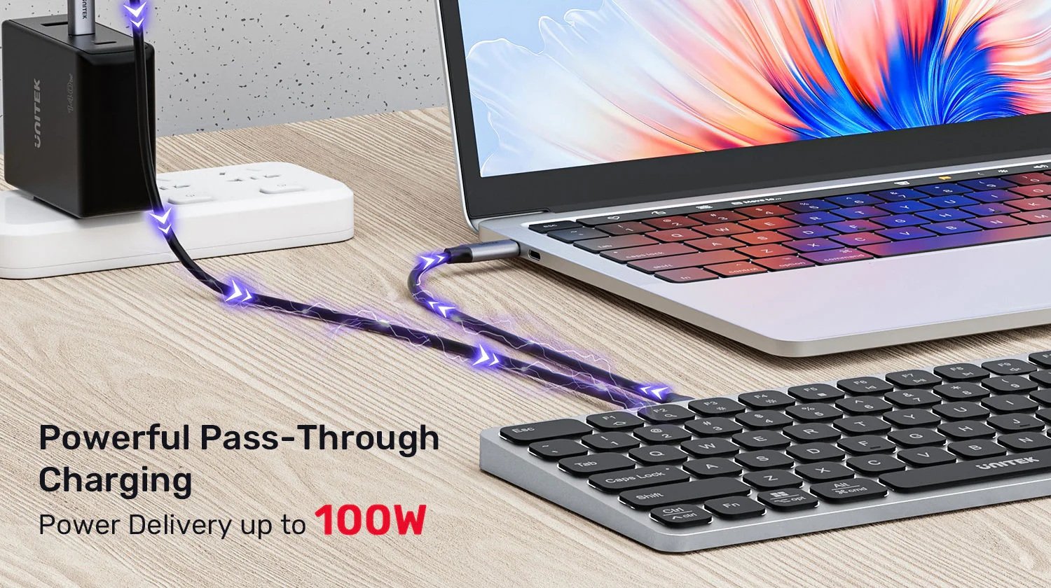 Unitek 9in1 Keyboard & USB-C 3.0 Hub 4x USB Ports HDMI 4K60Hz Card Reader & 100W PD D1092A
