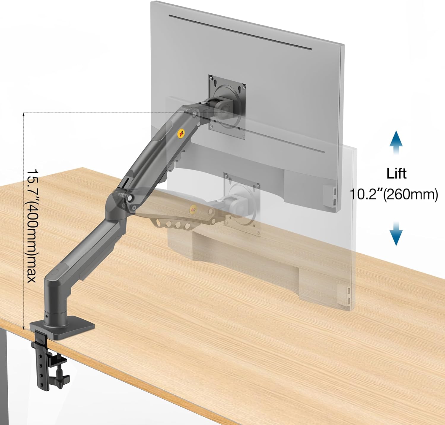 NBMounts F80 Single Arm Gas Desk Monitor Mount (updated version)