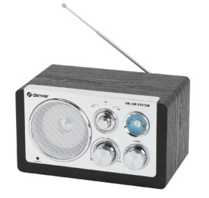 Denver TR-63B Black FM/AM Radio With Analogue Tuning (Works via Mains or 4xAA Batteries)