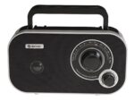 Denver TR-51B Black Portable FM Radio with Telescopic Antenna & Analogue Tuning (works with Mains Power or 4xAA Batteries)